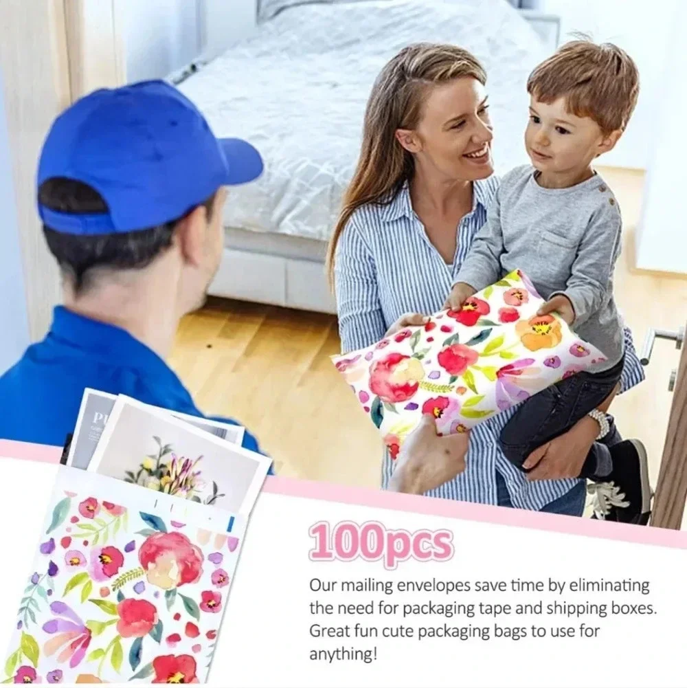100 Pack Poly Mailers 10x13, Cute Packaging Envelope Mailers Polymailers Packagi